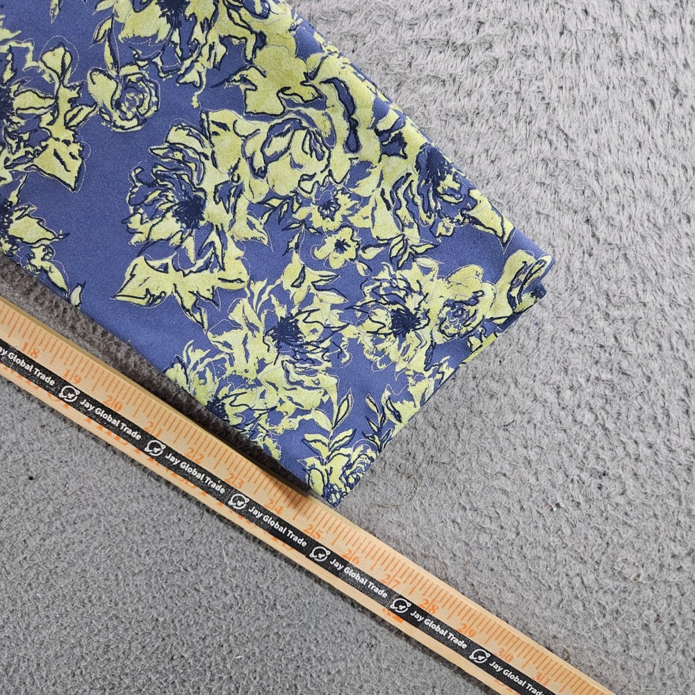 Soft Surroundings Blue Lime Green Floral Slim‎ Leg Pants Womens Medium - Picture 8 of 9